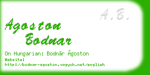 agoston bodnar business card